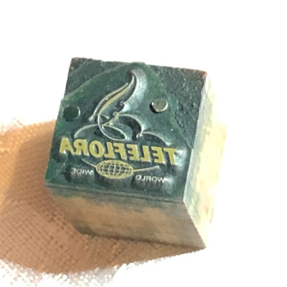 Antique Wooden Print Block Teleflora World Wide Flower Delivery Advertising - Picture 2 of 6